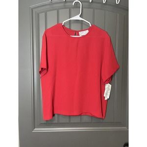 NWT Ingenuity Red Short Sleeve Blouse Size L